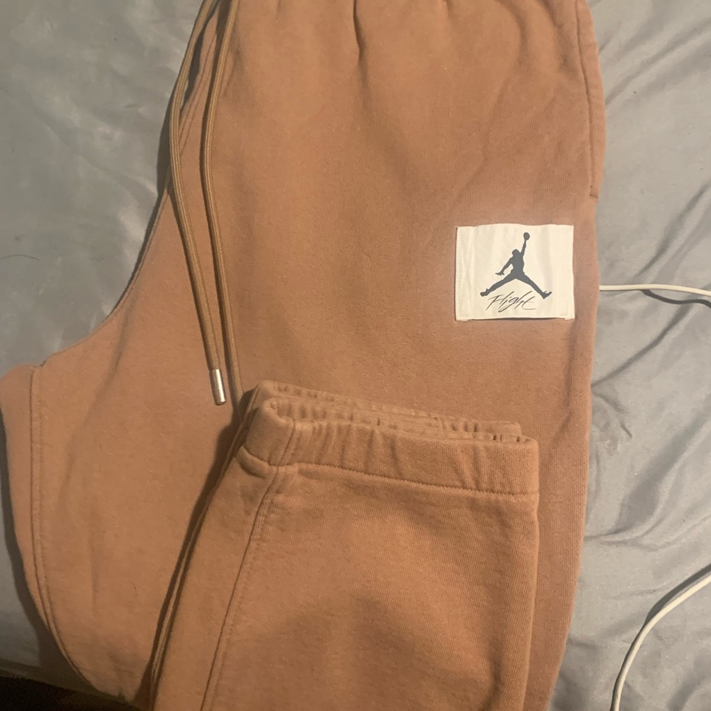 Jordan Tan Fleece Joggers with Flight Patch